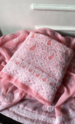 Load image into Gallery viewer, Women&#39;s Lucknowi Handcrafted Faux-Georgette Chikankari Suit Material - HONC0318470
