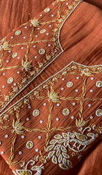 Orange Pure Mul Chanderi Chikankari 3 Pc Unstitched Suit Set