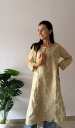 Load image into Gallery viewer, Women's Lakhnavi Handcrafted Cotton Chikankari Kurti - HONC0379494
