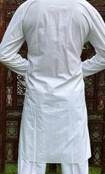 Load image into Gallery viewer, Men's Lucknowi Handcrafted Cotton Chikankari Kurta And Pant Set - HONC0289319