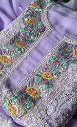 Load image into Gallery viewer, Women&#39;s Lucknowi Handcrafted Faux-Georgette Chikankari Suit Material - HONC0291931
