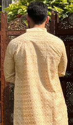 Load image into Gallery viewer, Men&#39;s Lucknowi Handcrafted Cotton Chikankari Kurta - HONC0201002
