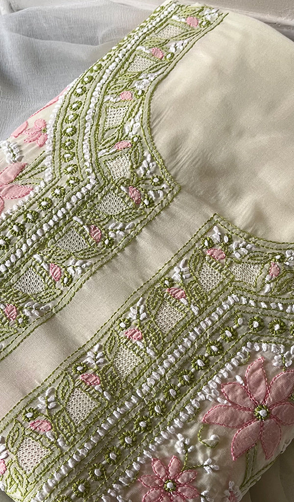 Women's Lakhnavi Handcrafted Cotton Chikankari Suit Material - HONC0291773