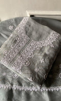 Rubi Women's Lakhnavi Handcrafted Pure Organza Chikankari Unstitched Kurta And Dupatta Set-  HONC0326309