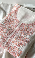将图像加载到图库查看器中， Women's Lakhnavi Handcrafted Unstitchd Mul Chanderi Kurta And Dupatta Set - HONC0317812