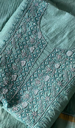 Women's Lakhnavi Handcrafted Chanderi Silk Unstitched Chikankari Full Suit - HONC0367199