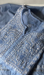 Load image into Gallery viewer, Women's Lakhnavi Handcrafted Mul Chanderi Unstitched Chikankari Full Suit - HONC0317048