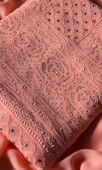 Load image into Gallery viewer, Women&#39;s Lakhnavi Handcrafted Viscose Georgette Chikankari Full Suit Material - HONC0271112
