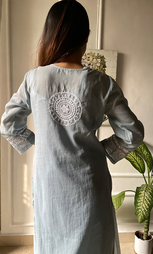 Women's Lakhnavi Handcrafted Kota Cotton Chikankari Kurti - HONC0306079