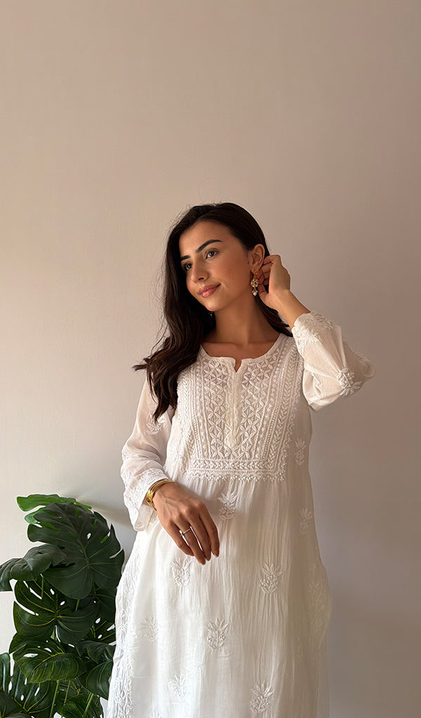 Women's Lakhnavi Handcrafted Cotton Chikankari Kurti - HONC0367967