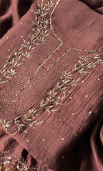 Load image into Gallery viewer, Women&#39;s Lakhnavi Handcrafted Mul Chanderi Chikankari Full Suit Material - HONC0153812
