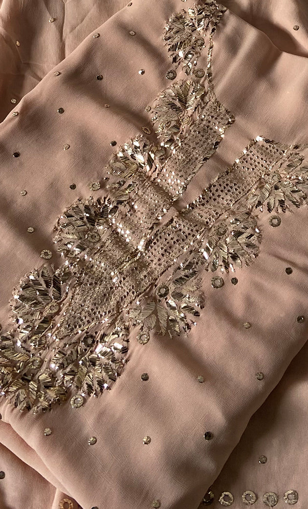 Hunar Women's Lucknowi Handcrafted Viscose Georgette Unstitched Chikankari Suit Material - HONC0338162