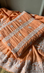 Load image into Gallery viewer, Women&#39;s Lucknowi Handcrafted Kota Cotton Chikankari Unstitched Kurta And Dupatta Set - HONC0312643
