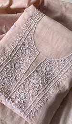 Load image into Gallery viewer, Women&#39;s Lakhnavi Handcrafted Mul Chanderi Chikankari Full Suit Material - HONC0279291

