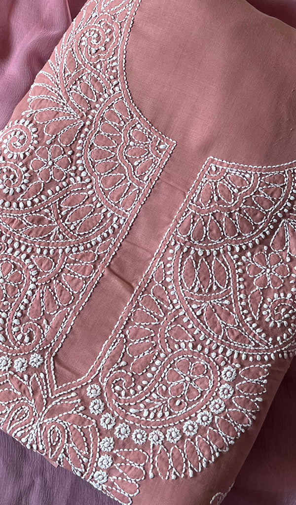 Women's Lakhnavi Handcrafted Cotton Chikankari Suit Material - HONC0264505