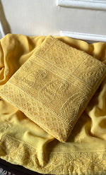 将图像加载到图库查看器中， Women&#39;s Lakhnavi Handcrafted Viscose Georgette Chikankari Full Suit Material - HONC0299915
