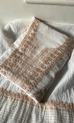 将图像加载到图库查看器中， Women's Lakhnavi Handcrafted Mul Chanderi Unstitched Kurta And Dupatta Set- HONC0329236