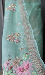 Load image into Gallery viewer, Women&#39;s Lucknowi Handcrafted Pure Organza Silk Chikankari Saree - HONC0287002
