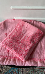 Load image into Gallery viewer, Women's Lakhnavi Handcrafted Mul Chanderi Unstitched Chikankari Full Suit Material - HONC0324503