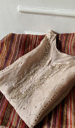 Load image into Gallery viewer, Women's Lucknowi Handcrafted Pure Organza Silk Chikankari Semi- stitched Kurta Dupatta Set- HONC0334809