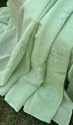 Load image into Gallery viewer, Women&#39;s Lakhnavi Handcrafted Mul Chanderi Chikankari Saree - HONC0259130
