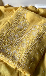 Load image into Gallery viewer, Women's Lakhnavi Handcrafted Mul Chanderi Unstitched Chikankari Full Suit Material - HONC0306982