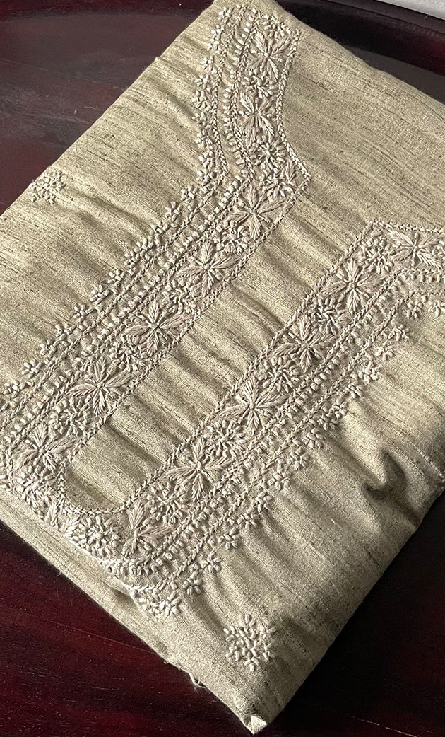 Lucknowi Handcrafted Cotton Chikankari Unstitched Men's Kurta Fabric - HONC0306857