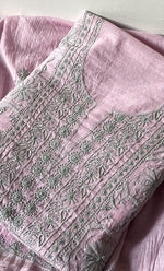 Load image into Gallery viewer, Women's Lakhnavi Handcrafted Mul Chanderi Unstitched Chikankari Full Suit Material - HONC0319506
