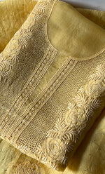 Load image into Gallery viewer, Afeera Women&#39;s Lakhnavi Handcrafted Pure Organza Chikankari Unstitched Kurta And Dupatta Set- HONC0302218
