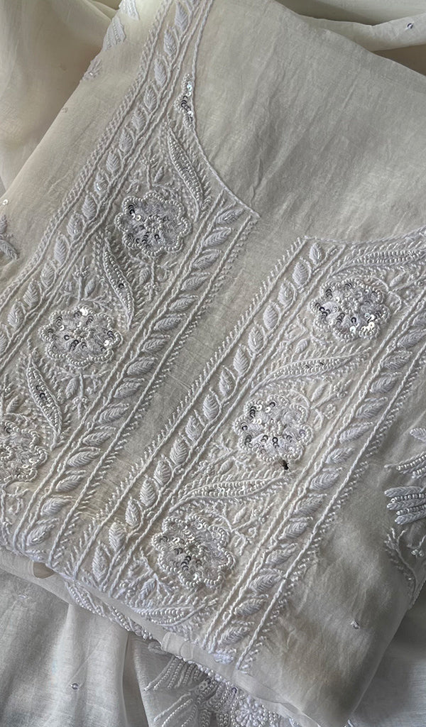 Women's Lakhnavi Handcrafted Mul Chanderi Kurta And Dupatta Set - HONC0292180