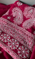 将图像加载到图库查看器中， Women's Lucknowi Handcrafted Faux-Georgette Chikankari Suit Material - HONC0311926
