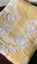 Load image into Gallery viewer, Women's Lakhnavi Handcrafted Cotton Chikankari Unstitched Kurti Fabric - HONC0364304