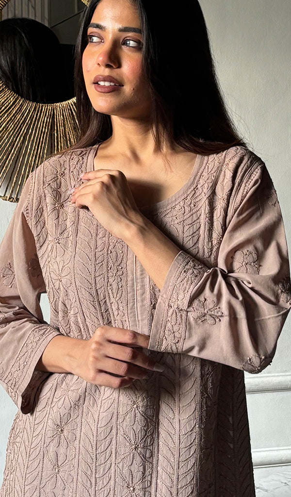 Women's Lakhnavi Handcrafted Cotton Chikankari Kurti - HONC0337462