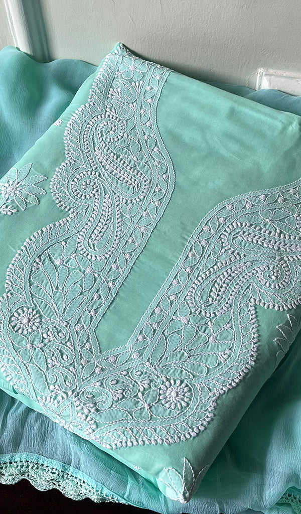 Aashi Women's Lakhnavi Handcrafted Cotton Chikankari Suit Material - HONC0285036