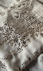 Load image into Gallery viewer, Women's Lakhnavi Handcrafted Pure Silk Georgette Chikankari Kurta And Dupatta Set- HONC0309588