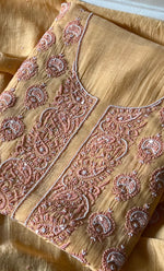 将图像加载到图库查看器中， Women&#39;s Lakhnavi Handcrafted Mul Chanderi Unstitched Kurta And Dupatta Set - HONC0302234
