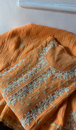 Load image into Gallery viewer, Saziya Women's Lakhnavi Handcrafted Mul Chanderi Semi - Stitched Chikankari Full Suit Material - HONC0358765