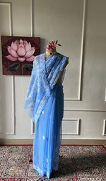 将图像加载到图库查看器中， Women's Lucknowi Handcrafted Faux-Georgette Chikankari Saree - HONC0348737
