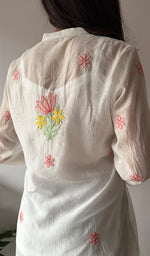Load image into Gallery viewer, Sophia Women's Lakhnavi Handcrafted Mul Chanderi Chikankari Top - HONC0372954