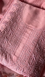 Load image into Gallery viewer, Women&#39;s Lucknowi Handcrafted Chanderi Silk Chikankari Full Suit Material - HONC0265291
