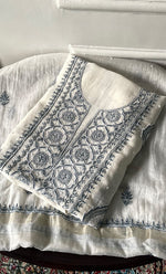 Load image into Gallery viewer, Women's Lakhnavi Handcrafted Unstitched Mul Chanderi Kurta And Dupatta Set - HONC03274830