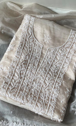 Load image into Gallery viewer, Women&#39;s Lakhnavi Handcrafted Organza Chikankari Unstitched Full Suit Material - HONC0284601
