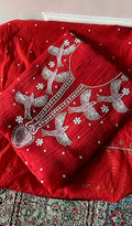 Chidiya Women's Lakhnavi Handcrafted Mul Chanderi Unstitched Kurta And Dupatta Set - HONC0365751