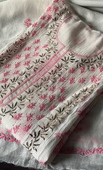 将图像加载到图库查看器中， Saziya Women's Lakhnavi Handcrafted Mul Chanderi Semi - Stitched Kurta And Dupatta Set - HONC0337748
