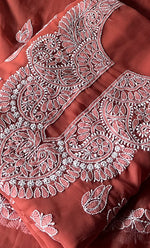 将图像加载到图库查看器中， Laila Women's Lucknowi Handcrafted Faux-Georgette Unstitched  Chikankari Suit Material - HONC0330382