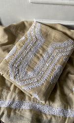 Load image into Gallery viewer, Women's Lucknowi Handcrafted Kota Cotton Chikankari Unstitched Kurta And Dupatta Set - HONC0340099