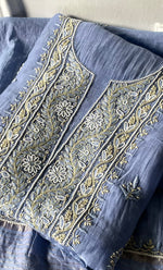 将图像加载到图库查看器中， Women's Lakhnavi Handcrafted Mul Chanderi Unstitched Chikankari Full Suit Material - HONC0323587