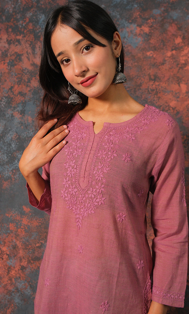 Women's Lakhnavi Handcrafted Cotton Chikankari Top - HONC0331502