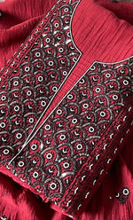 Load image into Gallery viewer, Women's Lakhnavi Handcrafted Unstitched Mul Chanderi Kurta And Dupatta Set - HONC0324074