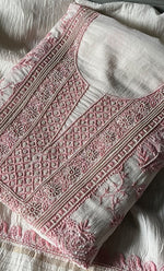 Load image into Gallery viewer, Women&#39;s Lakhnavi Handcrafted Maheshwari Mul Chanderi Unstitched Kurta And Dupatta Set- HONC0270651
